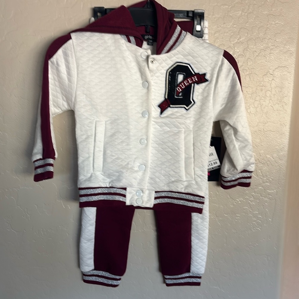 Kids Matching Set - White and Maroon